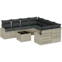 vidaXL Tuinset met 9 zitplaatsen, polyrotan