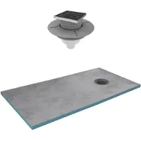 Aurlane Receveur de Douche à Carreler 160x90 cm avec Bondes à Sortie Verticale - Grille Inox