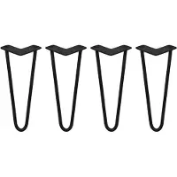 Monster 4 x 30,5cm hairpin retro pootjes tafelpoten pinpoten - 2 staven - 12mm - zwart