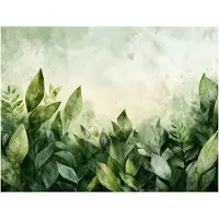 WALLARENA - Fotobehang - 250x175 cm - groene bladeren natuur beton voor slaapkamer en woonkamer