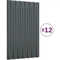 vidaXL Dakpanelen 12 st 60x36 cm gegalvaniseerd staal antracietkleurig
