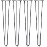 Monster 4 x 71cm Hairpin retro pootjes tafelpoten pinpoten - 3 staven - 12mm - ruw staal