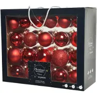 Kaemingk Kerstballen mix glas 42 stuks kerstrood KSD