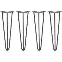 Monster 4 x 40,6cm Hairpin retro pootjes tafelpoten pinpoten - 3 staven - 10mm - ruw staal