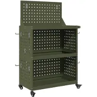 vidaXL Gereedschapswagen met plank Olijf Groen 65 x 35 x 111 cm