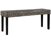 vidaXL Bankje 110 cm natuurlijk kubu rattan en massief mahoniehout zwart