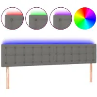 vidaXL Hoofdbord LED 160x5x78/88 cm stof donkergrijs