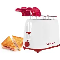 Beper Broodrooster - Toaster - 7 Roosterniveaus - 2 Sleuven - Broodrooster met Tostiklemmen - Wit