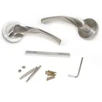 Emuca Klinken Twist voor binnendeur, met rozet D.50 mm, Aluminium, satijnnikkel, 1 set.