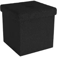 Intirilife opvouwbare kruk 30x30x30 cm in piano black stoel poef met opbergruimte en hoes van stof met troggen