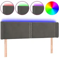 vidaXL Hoofdbord LED 147x16x78/88 cm fluweel donkergrijs