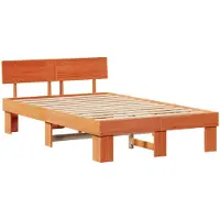 vidaXL Bedframe Wasbruin 140 x 190 cm Massief grenenhout