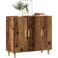 vidaXL Dressoir 90x34x80 cm bewerkt hout oud houtkleurig