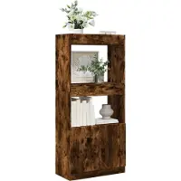 vidaXL Hoge kast 63x33x140 cm bewerkt hout gerookt eikenkleurig