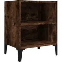 vidaXL Nachtkastje met metalen poten 40x30x50 cm gerookt eikenkleurig