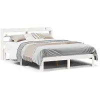 vidaXL Bedframe met hoofdeinde, zonder matras, wit, 140x200 cm