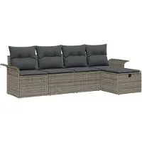 vidaXL Tuinset met 5 zitplaatsen, grijs, polyrotan