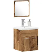 vidaXL Badkamermeubel Set 3 st Oud Hout Bewerkt hout