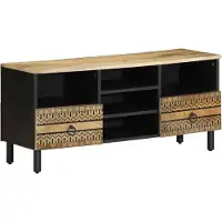 vidaXL Tv-meubel 100x33,5x46 cm massief ruw mangohout zwart