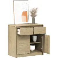 vidaXL Dressoir SAUDA 80x43x75,5 cm massief grenenhout eikenkleurig