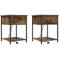 vidaXL Nachtkastje 2 st Rook Eiken 42 x 41 x 56 cm Bewerkt hout