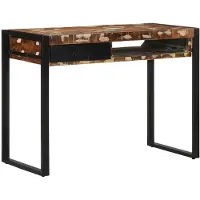 vidaXL Bureau 100x50x75 cm massief gerecycled hout meerkleurig