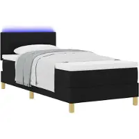 vidaXL LED Box Spring Bed met hoofdeinde Zwart 90 x 190 cm Stof