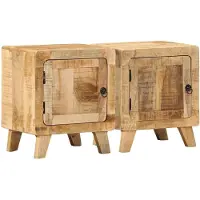 vidaXL Nachtkastje 2 st 40x32x46 cm massief hout ruw mangohout