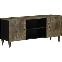 vidaXL Tv-meubel 105x33,5x46 cm massief mangohout lichtgrijs