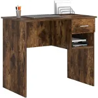 vidaXL Bureau Rook Eiken Bewerkt hout 90 x 49 x 75 cm