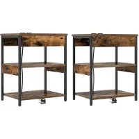 vidaXL Nachtkastje 2 st Rook Eiken 41 x 31 x 51 cm Bewerkt hout