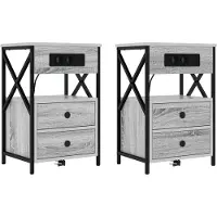 vidaXL Nachtkastje 2 st Grijs Sonoma 40 x 31 x 60 cm Bewerkt hout