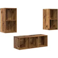 vidaXL Tv-meubelset 3 st Oud Hout Bewerkt hout