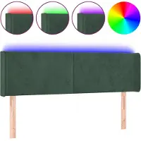 vidaXL Hoofdbord LED 147x16x78/88 cm fluweel donkergroen