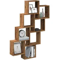 vidaXL Wandschap kubus 90x15x119,5 cm bewerkt hout oud houtkleurig
