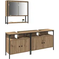 vidaXL Badkamermeubel Set 3 st Bruin Bewerkt hout