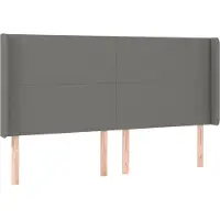 vidaXL Hoofdbord met randen 203x16x118/128 cm stof donkergrijs