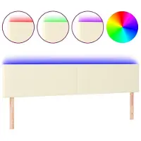 vidaXL Hoofdbord LED 160x5x78/88 cm kunstleer crèmekleurig