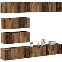 vidaXL 6-delig Tv-meubelset wandmontage bewerkt hout oud houtkleurig