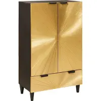 vidaXL Bijzetkast Zwart en Goud 60 x 33,5 x 100 cm Massief Mango Hout