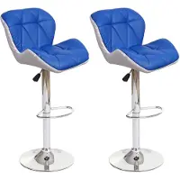 Mendler Set van 2 barkrukken HWC-A92, barkruk/barstoel, in hoogte verstelbaar, kunstleer, blauw