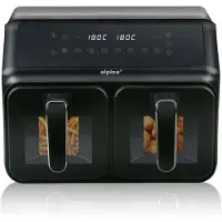 Alpina Dubbele Airfryer XXL - Heteluchtfriteuse 2x4L - Air Fryer met Digitaal Touchscreen - Heteluchtoven voor 6 Personen en Meer - 8 Kookprogramma's - Sync-Modus - Timer Functie