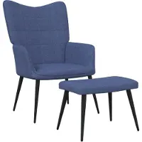 vidaXL Relaxstoel met voetenbank stof blauw