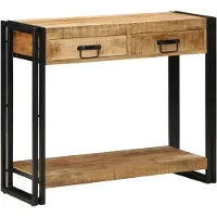 vidaXL - Wandtafel - met - lade - Bruin - 90 - x - 33 - x - 75 - cm - Massief - Mango - Hout