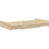 vidaXL Opbergbedframe met lade Sonoma Eik 120 x 190 cm Bewerkt hout