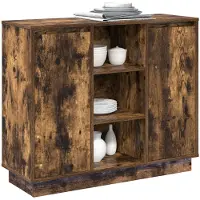 vidaXL LED Dressoir Rook Eiken 90 x 32 x 75 cm Bewerkt hout