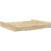 vidaXL Opbergbedframe met lade Sonoma Eik 200 x 200 cm Bewerkt hout