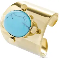 Luxenter turkoois ring afgewerkt in 18K geel goud - Kumora