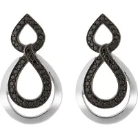 Orphelia 'Amber' Dames 925 Sterling Zilveren Hangoorbellen - Zilver/Zwart ZO-7092/2