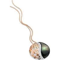Orphelia 'Unari' Dames 925 Sterling Zilveren Ketting met Hangertje - Zilver/Roze ZH-7112
